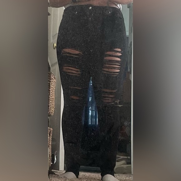 Good American Womens Always Fits Good Ripped Jeans Stretch Deep Black Size 12/31 - Picture 2 of 4